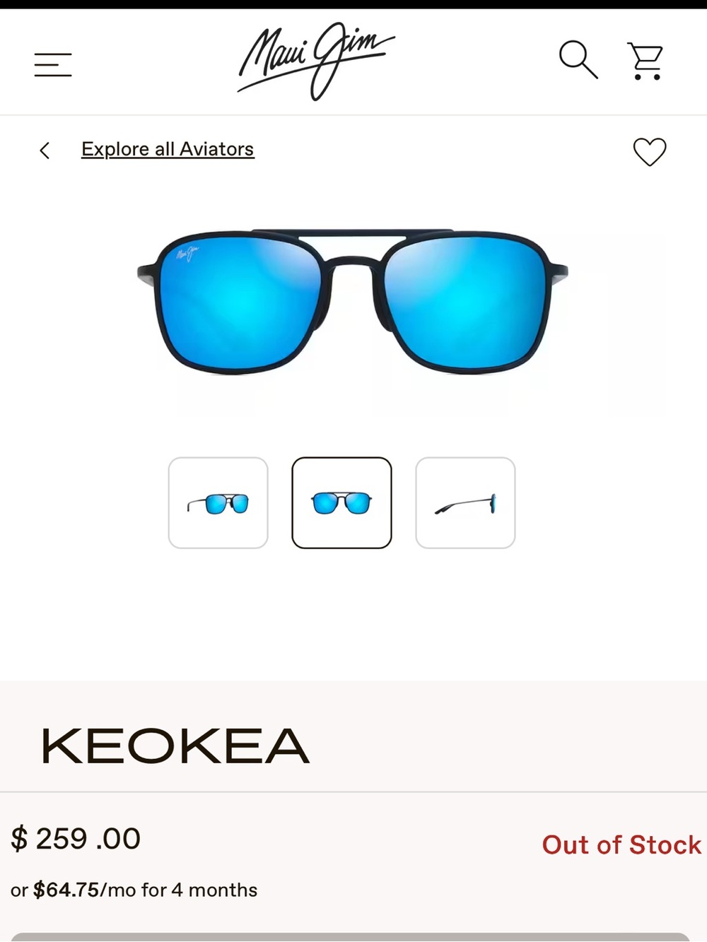 Maui Jim Polarized Aviators with Matte Blue Frame